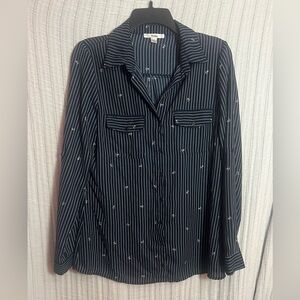 Papaya Navy and White Striped Button Down Shirt With Anchors